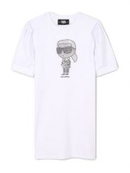 Karl Lagerfeld Kids Sukienka codzienna Z30458 S Biały Regular Fit. Białe sukienki dla dziewczynek Karl Lagerfeld Kids, bez wzorów, z bawełny, bez ramiączek. Za 209.99 zł.