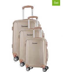 Zestaw walizek w kolorze beżowym - 3 szt. Walizki męskie Platinium, z materiału. W wyprzedaży za 649.95 zł.