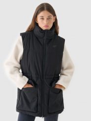 4F Bezrękawnik puchowy z wypełnieniem syntetycznym damski - czarny S. Czarne kurtki damskie 4f, s, bez wzorów, z dzianiny, klasyczne, bez kaptura. W wyprzedaży za 99.99 zł.