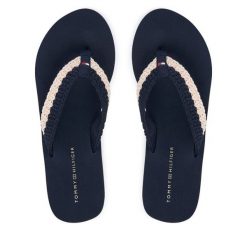Japonki Tommy Hilfiger. Niebieskie klapki damskie Tommy Hilfiger, bez wzorów, bez obcasa. Za 229.99 zł.