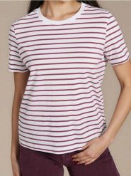 Bawełniana koszulka w paski - fioletowy. Fioletowe t-shirty damskie Sinsay, l, bez wzorów, z bawełny, bez kołnierzyka. W wyprzedaży za 13.99 zł.