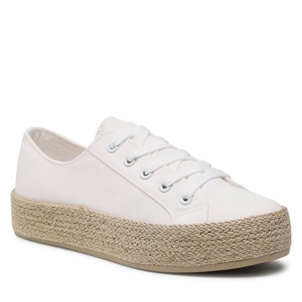 Espadryle DeeZee. Białe espadryle damskie DeeZee, bez wzorów, bez obcasa, bez zapięcia. Za 69.99 zł.