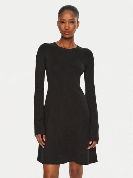 Calvin Klein Jeans Sukienka dzianinowa J20J224156 Czarny Regular Fit. Czarne sukienki damskie Calvin Klein Jeans, xs, bez wzorów, z bawełny, bez kołnierzyka, bez ramiączek. Za 289.99 zł.