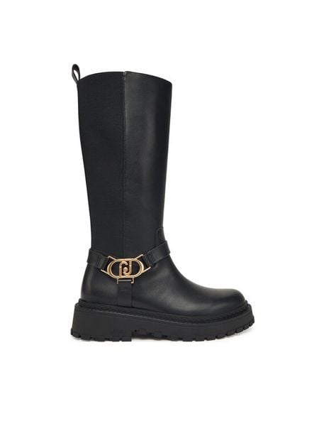 Liu Jo Kozaki Rumi 39 SF5059 PX241 Czarny. Czarne kozaki damskie Liu Jo, ze skóry, bez obcasa, na płaskiej podeszwie. Za 629.99 zł.