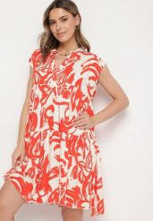 Pomarańczowa Bawełniana Sukienka z Abstrakcyjnym Wzorem Lioraia. Brązowe sukienki damskie Born2be, na co dzień, l, bez wzorów, z bawełny, eleganckie, bez kołnierzyka, bez ramiączek, midi, proste. Za 39.99 zł.