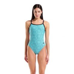 Strój kąpielowy damski Arena Allover Swimsuit Challenge Back. Niebieskie kostiumy jednoczęściowe damskie Arena, xs, bez wzorów, sportowe, na fitness i siłownię. Za 219.99 zł.