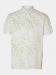 Selected Homme Koszula New Linen 16079053 Zielony Regular Fit. Zielone koszule męskie Selected Homme, m, bez wzorów, z bawełny, bez kołnierzyka, bez ramiączek. Za 119.99 zł.