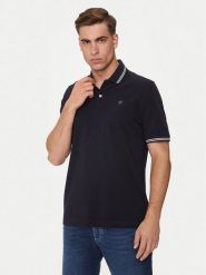 Bugatti Polo 8150 55001A Granatowy Slim Fit. Niebieskie koszulki polo męskie Bugatti, m, bez wzorów, z bawełny, bez ramiączek. Za 279.99 zł.