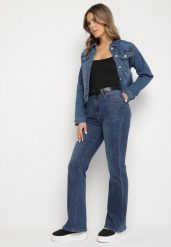 Niebieskie Jeansy Typu Dzwony z Wysokim Stanem Finvanna. Niebieskie spodnie sportowe damskie Born2be, l, bez wzorów, z jeansu, trekkingowe. Za 109.99 zł.