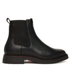 Sztyblety Tommy Hilfiger. Czarne botki męskie Tommy Hilfiger, bez wzorów, bez zapięcia. Za 559.99 zł.