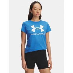 Koszulka T-Shirt Damski Sportowy Under Armour Rival Logo. Niebieskie obuwie sportowe damskie Under Armour, bez wzorów, na fitness i siłownię. Za 99.99 zł.