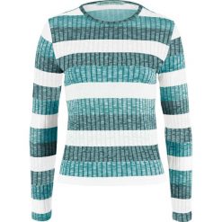 Sweter w prążek, w paski bonprix biel wełny - dymny szmaragdowy w paski. Swetry damskie marki MAKE ME BIO. Za 59.99 zł.