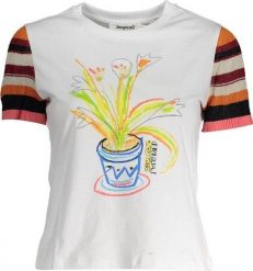 Desigual DESIGUAL DAMSKI T-SHIRT Z KRÓTKIM RĘKAWEM, BIAŁY L. Białe t-shirty damskie Desigual, l, bez wzorów, bez kołnierzyka. Za 190.00 zł.