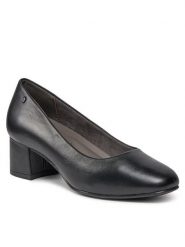 Półbuty Tamaris. Czarne półbuty damskie Tamaris, bez wzorów, bez obcasa, na koturnie, bez zapięcia. Za 269.99 zł.