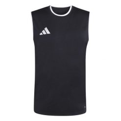 Koszulka męska adidas Entrada Sleeveless Jersey. Białe koszulki sportowe męskie Adidas, l, bez wzorów, z jersey, bez kołnierzyka, bez ramiączek, do piłki nożnej, climacool (adidas). Za 60.99 zł.