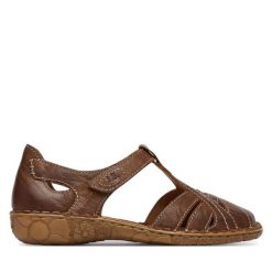 Sandały Josef Seibel. Brązowe sandały damskie Josef Seibel, bez wzorów, bez obcasa, na płaskiej podeszwie, bez zapięcia. Za 339.99 zł.
