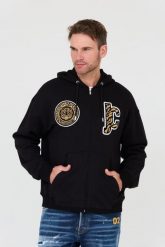 JUST CAVALLI Czarna męska bluza z kapturem Mix Patches, Rozmiar L. Czarne bluzy męskie Just Cavalli, l, bez wzorów, z kapturem. W wyprzedaży za 855.99 zł.