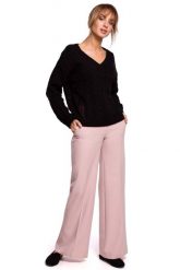 Sweter z Dekoltem w Serek - Czarny. Czarne swetry damskie MOE, l, bez wzorów, z materiału, bez kołnierzyka, bez ramiączek, bez kaptura. Za 209.90 zł.