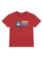 United Colors Of Benetton T-Shirt 3I1XC10Q4 Czerwony Regular Fit. Czerwone t-shirty dla chłopców United Colors Of Benetton, bez wzorów, z bawełny, bez ramiączek. Za 59.99 zł.