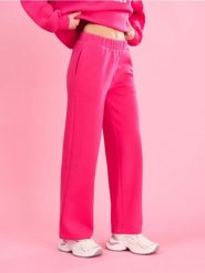 Spodnie dresowe straight leg - różowy. Czerwone spodnie dresowe damskie Sinsay, l, bez wzorów, z dresówki. Za 39.99 zł.