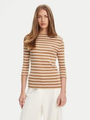 Tommy Hilfiger Bluzka New Cody WW0WW40589 Brązowy Slim Fit. Brązowe bluzki damskie Tommy Hilfiger, l, bez wzorów, z bawełny, bez kołnierzyka, bez ramiączek. Za 169.99 zł.