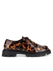 Eva Minge Półbuty EMAN-115992 Brązowy. Brązowe półbuty damskie Eva Minge, bez wzorów, z lakierowanej skóry, bez obcasa, na płaskiej podeszwie, bez zapięcia. Za 229.99 zł.