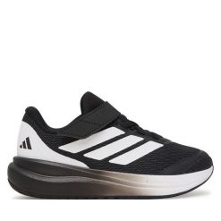 Sneakersy adidas. Czarne trampki i tenisówki chłopięce Adidas, bez wzorów, bez zapięcia. Za 179.99 zł.