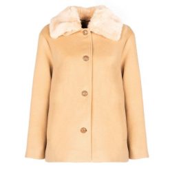 Trussardi Jeans Kurtka "Little Coat" | 56S00245 1T001523 | Little Coat | Kobieta | Piaskowy, Beżowy. Brązowe kurtki damskie Trussardi, s, bez wzorów, z elastanu, bez kaptura. W wyprzedaży za 549.00 zł.
