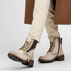 Botki damskie Vinceza, eko skóra na płaskim obcasie i zapinane na zamek, beżowe, 58559-BE. Brązowe kozaki damskie VINCEZA, ze skóry, bez obcasa, na obcasie. Za 161.99 zł.