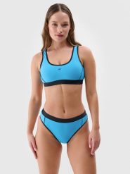 4F Dół od bikini damski - niebieski S. Niebieskie bikini damskie 4f, na lato, s, bez wzorów. W wyprzedaży za 29.99 zł.