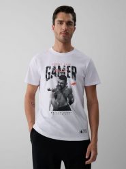 4F T-shirt regular z nadrukiem męski 4F | Mateusz Gamrot - biały L. Białe koszulki sportowe męskie 4f, l, z aplikacjami, z bawełny, klasyczne, bez kołnierzyka. Za 129.99 zł.