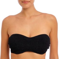 Damski biustonosz bandeau na fiszbinach Freya Ibiza Waves. Czarne biustonosze Freya, bez wzorów, z elastanu. Za 289.50 zł.