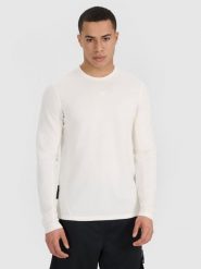 4F Longsleeve do koszykówki regular szybkoschnący męski - biały S. Białe koszulki sportowe męskie 4f, l, bez wzorów, z dzianiny, klasyczne, bez kołnierzyka. W wyprzedaży za 99.99 zł.