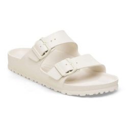 Sandały Damskie EVA Arizona. Białe sandały damskie Birkenstock, bez wzorów, z materiału, bez obcasa, na obcasie, bez zapięcia. Za 263.00 zł.