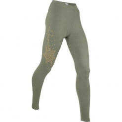 Legginsy, długie LEVEL1 bonprix oliwkowy. Zielone legginsy damskie bonprix, w paski. Za 74.99 zł.