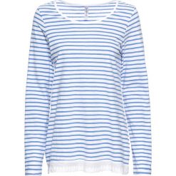 Shirt z długim rękawem w paski, z koronkową wstawką bonprix biało-niebieski w paski. Bluzki damskie bonprix. Za 59.99 zł.