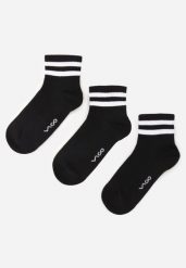 Czarne 3-Pack Skarpety Bawełniane za Kostkę ze Wzorem w Paski Nargaia. Czarne skarpety damskie Renee, bez wzorów, z bawełny. Za 29.99 zł.