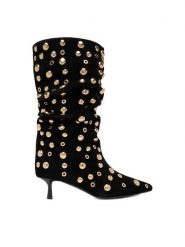 Eva Minge Botki EO-TESS-2117-05 Czarny. Czarne botki damskie Eva Minge, ze skóry, bez obcasa, na szpilce, bez zapięcia. Za 649.99 zł.