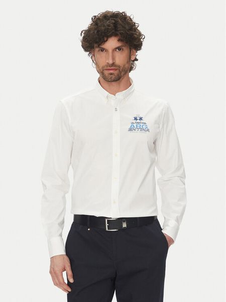La Martina Koszula Alfred MAC601 PP483 Biały Regular Fit. Białe koszule męskie La Martina, m, bez wzorów, z bawełny, bez kołnierzyka, bez ramiączek. Za 449.99 zł.