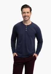 Longsleeve z dekoltem z guzikami L-CHARL. Bluzki z długim rękawem męskie Volcano, l, bez wzorów, z dzianiny, bez kołnierzyka. Za 109.99 zł.