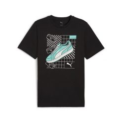 Męska koszulka Graphics Sneaker PUMA Black. Czarne koszulki sportowe męskie Puma, m, bez wzorów, z gumy, bez kołnierzyka, bez ramiączek, na fitness i siłownię. Za 81.26 zł.