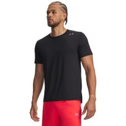 Koszulka do biegania męska Under Armour Velociti Pro. Czarne koszulki sportowe męskie Under Armour, l, bez wzorów, z elastanu, bez kołnierzyka, bez ramiączek, do biegania. Za 274.35 zł.