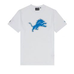 T-Shirt NFL Detroit Lions New Era Logo Blanc. Białe t-shirty męskie New Era, l, bez wzorów, z bawełny, klasyczne, bez kołnierzyka. Za 126.50 zł.