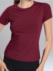 Koszulka z krótkim rękawem - bordowy. Czerwone t-shirty damskie Sinsay, l, bez wzorów, bez kołnierzyka. Za 25.99 zł.