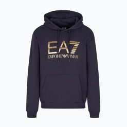 Bluza męska EA7 Emporio Armani Train Logo Series Big Logo Hoodie. Niebieskie bluzy męskie EA7 Emporio Armani, m, bez wzorów, z bawełny, bez kaptura. Za 419.99 zł.