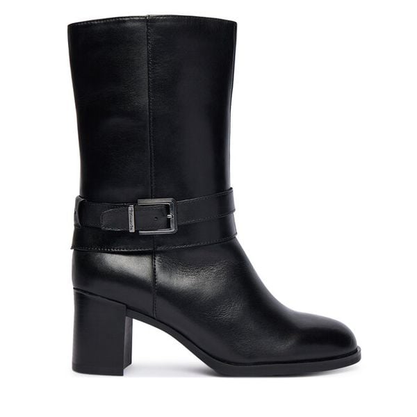 Botki Tamaris. Czarne botki damskie Tamaris, bez obcasa, na słupku, bez zapięcia. Za 549.99 zł.