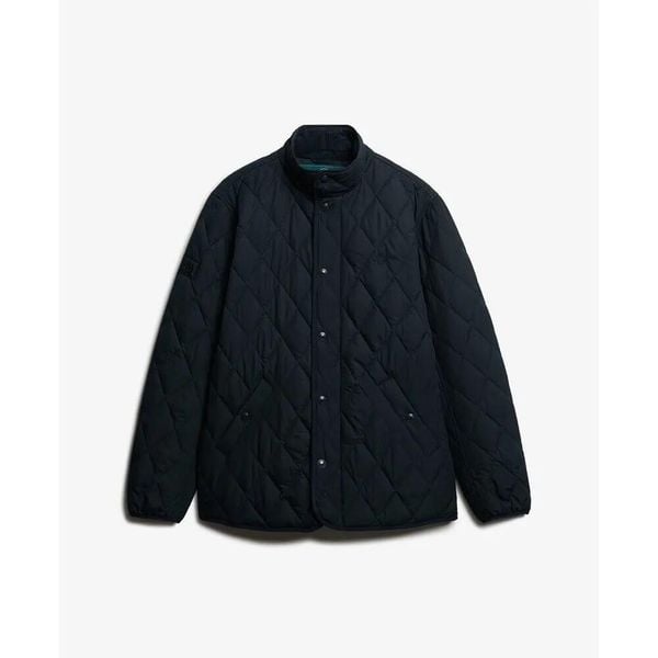 Kurtka puchowa Superdry Estate. Niebieskie kurtki męskie Superdry., xl, z aplikacjami, z puchu, eleganckie, bez kaptura. Za 444.95 zł.