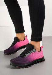 Czarno-Fuksjowe Buty Sportowe Sneakersy z Tłoczoną Podeszwą Leathrose. Czarne obuwie sportowe damskie Born2be, bez wzorów, z jeansu. Za 79.99 zł.
