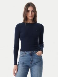 Tommy Jeans Bluzka DW0DW22783 Granatowy Slim Fit. Niebieskie bluzki damskie Tommy Jeans, m, bez wzorów, z bawełny, bez kołnierzyka, bez ramiączek. Za 189.99 zł.