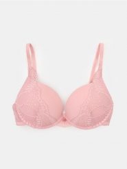 Biustonosz Extra Push-Up z koronką - różowy. Czerwone biustonosze Sinsay, bez wzorów, z koronki. Za 29.99 zł.